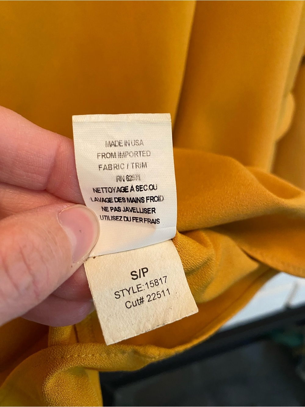 Rescue Lab Lord & Taylor Mustard Ruffle Sleeve Blouse Size Small Made in USA - Picture 9 of 9